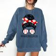 Baseball Mom Leopard Messy Bun Game Day Comfort Colors Sweatshirt Blue Jean Baseball Mom Leopard Messy Bun Game Day Comfort Colors Sweatshirt Blue Jean