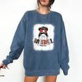 Baseball Mom Messy Bun Mommy Baseball Player Comfort Colors Sweatshirt Blue Jean
