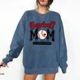 Baseball Mom Red Varsity Baseball Mama Cute Mother's Day Comfort Colors Sweatshirt Blue Jean