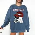 Baseball Mom Skull Sports Skeleton Comfort Colors Sweatshirt Blue Jean