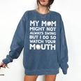 Baseball Mom Swing Watch Mouth Baseball Boy Premium Comfort Colors Sweatshirt Blue Jean