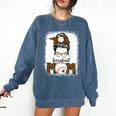 Baseball Mom Women Messy Bun Leopard Mother's Day Comfort Colors Sweatshirt Blue Jean Baseball Mom Women Messy Bun Leopard Mother's Day Comfort Colors Sweatshirt Blue Jean