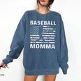 Baseball Momma Mom USA Flag 4th Of July Comfort Colors Sweatshirt Blue Jean