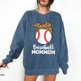 Baseball MomMom Baseball Player Leopard Mom Mom Comfort Colors Sweatshirt Blue Jean