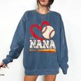 Baseball Nana Baseball Heart Family Matching Comfort Colors Sweatshirt Blue Jean