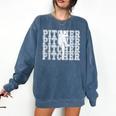Baseball Pitcher Player Team Sport Lover Family Friends Fans Comfort Colors Sweatshirt Blue Jean Baseball Pitcher Player Team Sport Lover Family Friends Fans Comfort Colors Sweatshirt Blue Jean