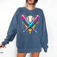 Baseball Player Ice Cream Drip Comfort Colors Sweatshirt Blue Jean