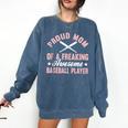 Baseball Player Pitcher Catcher Baseball Mom Mother Comfort Colors Sweatshirt Blue Jean