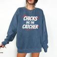 Baseball Seams Chicks Dig The Catcher Comfort Colors Sweatshirt Blue Jean Baseball Seams Chicks Dig The Catcher Comfort Colors Sweatshirt Blue Jean