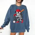 Baseball Skeleton Halloween Playing Comfort Colors Sweatshirt Blue Jean Baseball Skeleton Halloween Playing Comfort Colors Sweatshirt Blue Jean