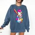 Baseball Snowman Drip Christmas Baseball Boys Men Kids Comfort Colors Sweatshirt Blue Jean
