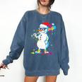 Baseball Snowman Drip Cool Christmas Men Boys Girls Comfort Colors Sweatshirt Blue Jean Baseball Snowman Drip Cool Christmas Men Boys Girls Comfort Colors Sweatshirt Blue Jean