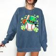 Baseball St Patricks Day Lucky Baseball Player Shamrock Comfort Colors Sweatshirt Blue Jean Baseball St Patricks Day Lucky Baseball Player Shamrock Comfort Colors Sweatshirt Blue Jean