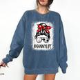 Bleached Nanny Life Soccer Messy Bun Baseball Game Day Comfort Colors Sweatshirt Blue Jean Bleached Nanny Life Soccer Messy Bun Baseball Game Day Comfort Colors Sweatshirt Blue Jean