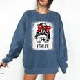 Bleached Tia Life Soccer Messy Bun Baseball Game Day Comfort Colors Sweatshirt Blue Jean Bleached Tia Life Soccer Messy Bun Baseball Game Day Comfort Colors Sweatshirt Blue Jean