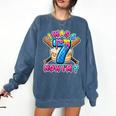 Blue Checkered I Was 6 Now I'm 7 Birthday Cake Baseball Drip Comfort Colors Sweatshirt Blue Jean Blue Checkered I Was 6 Now I'm 7 Birthday Cake Baseball Drip Comfort Colors Sweatshirt Blue Jean