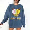 Bonus Mom Of Both Half Baseball Softball Ice Cream Drip Comfort Colors Sweatshirt Blue Jean