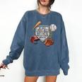 My Boy Might Not Always Swing Baseball Mom Premium Comfort Colors Sweatshirt Blue Jean