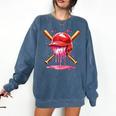 Boys Valentine Day Baseball Helmet Drip Ice-Cream Youth Kids Comfort Colors Sweatshirt Blue Jean