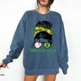Brazil Baseball Mom Messy Bun Comfort Colors Sweatshirt Blue Jean Brazil Baseball Mom Messy Bun Comfort Colors Sweatshirt Blue Jean