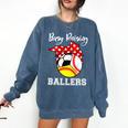 Busy Raising Ballers Baseball Softball Soccer Mom Premium Tri-Blend Comfort Colors Sweatshirt Blue Jean