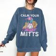 Calm Your Mitts Baseball Ice Cream Drip Crossed Bats Sport Comfort Colors Sweatshirt Blue Jean