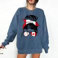 Canadian Baseball Mom Canada Flag Baseball Girl Comfort Colors Sweatshirt Blue Jean