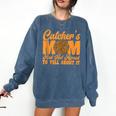 Catcher's Mom And Not Afraid Leopard Baseball Mom Comfort Colors Sweatshirt Blue Jean Catcher's Mom And Not Afraid Leopard Baseball Mom Comfort Colors Sweatshirt Blue Jean