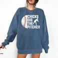 Chicks Dig The Pitcher Baseball Comfort Colors Sweatshirt Blue Jean Chicks Dig The Pitcher Baseball Comfort Colors Sweatshirt Blue Jean