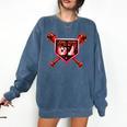 Chocolate 67 Drip Baseball Valentine Love Sports Comfort Colors Sweatshirt Blue Jean