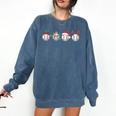 Christmas Baseball Player X-Mas Balls Comfort Colors Sweatshirt Blue Jean