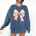 Coquette Bow Baseball Mama Baseball Mom Women Comfort Colors Sweatshirt Blue Jean