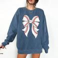 Cute Baseball Coquette Bow For Women Girls Baseball Mama Mom Comfort Colors Sweatshirt Blue Jean