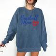 Cute Baseball Mom Heart Matching Mama Mother's Day Women's Comfort Colors Sweatshirt Blue Jean