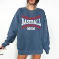 Cute Baseball Mom Laces Little League Women's Mother's Day Comfort Colors Sweatshirt Blue Jean