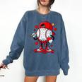 Cute Game Day Baseball Ice Cream Drip Valentine Love XOXO Comfort Colors Sweatshirt Blue Jean
