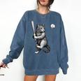 Cute Kitten Playing Baseball Hitter Bat Cool Baseball Cat Comfort Colors Sweatshirt Blue Jean Cute Kitten Playing Baseball Hitter Bat Cool Baseball Cat Comfort Colors Sweatshirt Blue Jean