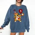 Dabbing Cool Cat Baseball 5th Birthday Comfort Colors Sweatshirt Blue Jean