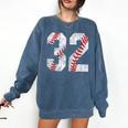 Distressed Baseball Number 32 Jersey Uniform Player Fan Comfort Colors Sweatshirt Blue Jean