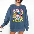 Drip Baseball Boy Youth Kid Ice Cream Dripping Baseball Bruh Comfort Colors Sweatshirt Blue Jean