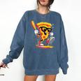 Drippy Pizza Baseball Slice Cartoon Sports Food Comfort Colors Sweatshirt Blue Jean