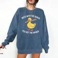 Duck And Baseball Bat Mess With The Quack You Get Whack Comfort Colors Sweatshirt Blue Jean