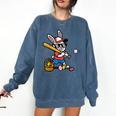 Easter Bunny Baseball Player Batter Rabbit Boys Kids Men Comfort Colors Sweatshirt Blue Jean Easter Bunny Baseball Player Batter Rabbit Boys Kids Men Comfort Colors Sweatshirt Blue Jean