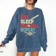 Eat Sleep Baseball Repeat Bat Ball Player Fan Comfort Colors Sweatshirt Blue Jean Eat Sleep Baseball Repeat Bat Ball Player Fan Comfort Colors Sweatshirt Blue Jean