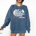 Eat Sleep Baseball Repeat Baseball Player Men Boys Comfort Colors Sweatshirt Blue Jean