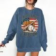 Faith Family Freedom Patriotic Christian Baseball Game Day Comfort Colors Sweatshirt Blue Jean