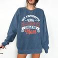 My Favorite Little Slugger Calls Me Mom Proud Baseball Mom Comfort Colors Sweatshirt Blue Jean