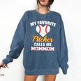 My Favorite Pitcher Calls Me MomMom Pitcher Baseball Mom Mom Comfort Colors Sweatshirt Blue Jean