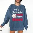 My Favorite Player Calls Me Grampy Baseball Grampy Comfort Colors Sweatshirt Blue Jean