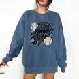 Game Day Baseball Retro Checkered Baseball Comfort Colors Sweatshirt Blue Jean